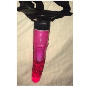 8 INCHES red VIBRATING strap-on